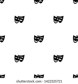 Seamless pattern with theater mask icons on white background. Vector illustration for design, web, wrapping paper, fabric, wallpaper.