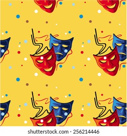 Seamless pattern with theater masks