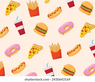 seamless pattern theme fast food or junk food