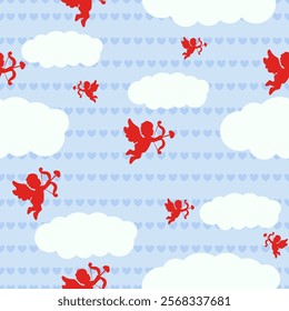 Seamless pattern in the theme of Valentine's Day Heart and Arrow