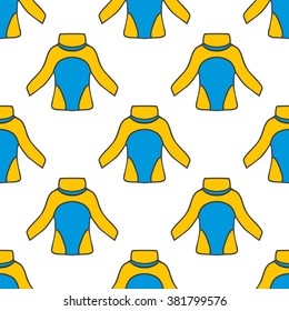 Seamless pattern with thermal underwear. Kayaking illustration.