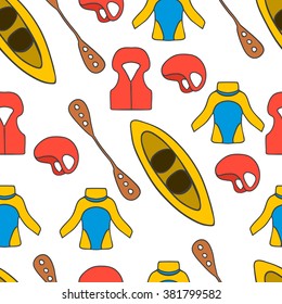 Seamless pattern with thermal underwear. Kayaking illustration.