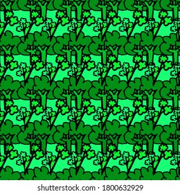 seamless pattern with thin black outline of green vegetable. hand drawn vector. abstract background. doodle fruit and vegetable for kids, wallpaper, cover, backdrop, fabric, wrapping paper and gift.
