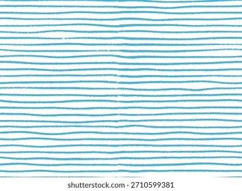 Patrón sin fisuras de líneas finas de crayón Horizontal azul, rayas de textura áspera. Trazos de crayón paralelos dibujados a mano creando un efecto de papel con líneas. Fondo de pantalla de rayas de Vector para envolver, Anuncio, superposición.