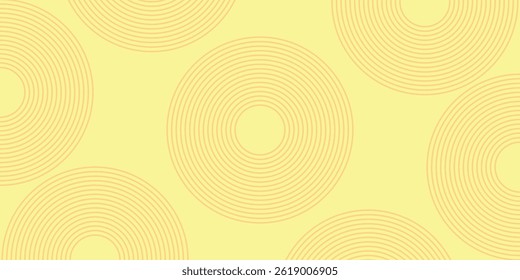 Seamless pattern of thin concentric circles on soft pastel yellow background creating a modern texture
