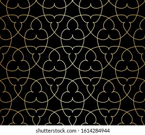 Seamless pattern with thin curl lines, branches and scrolls. Monochrome abstract floral pattern. Decorative lattice with stylized flowers and leaves. Modern swatch for vector design.
