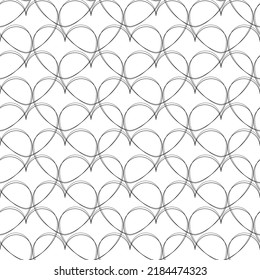 Seamless pattern of thin intersecting hearts on a white square background. Used for printing on paper, fabric, packaging, wallpaper, wall art. Eps10.