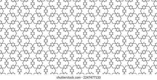 Seamless pattern with thin line Jewish stars vector illustration
