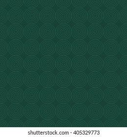 Seamless pattern of thin lines of concentric circles. The two shades of trendy color dark green lush meadow.