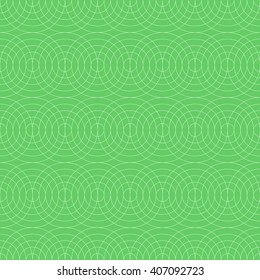 Seamless pattern of thin lines of light green concentric circles on a green grass background.