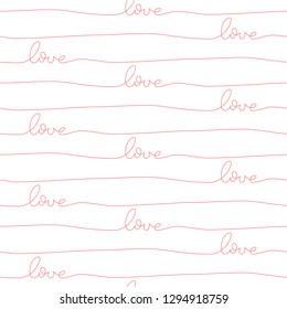 Seamless pattern with thin script line for Valentine's Day card. Isolated vector