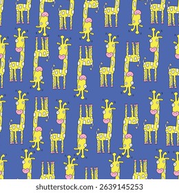 seamless pattern of thin striped giraffes