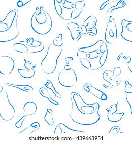 seamless pattern of the things for babies, baby accessories