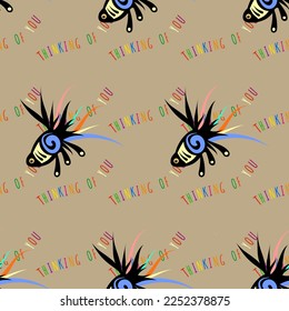 Seamless pattern Thinking of you, ornamental fish. Vector stock illustration eps10.
