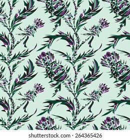 Seamless Pattern Thistle Stock Vector (Royalty Free) 264365426