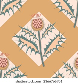 Seamless pattern. Thistle. Color print.