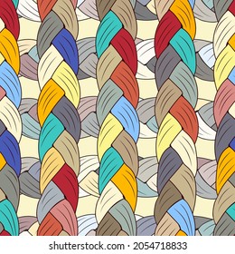 Seamless pattern of thread weaves, pigtail. Stock vector illustration eps10. 