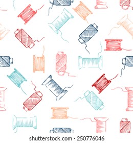 Seamless pattern of threads. Sketch pencil illustration for your design. 