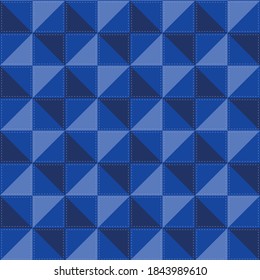 Seamless pattern with three kinds of blue triangles for Wallpaper and baby pictures for boys. Patchwork