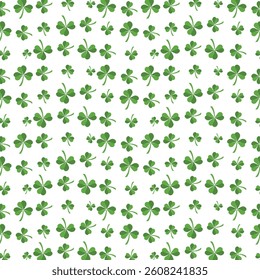 Seamless Pattern With Three Leaf Clover Background Vector Design.