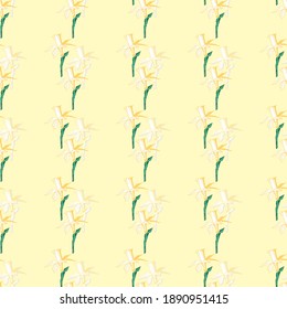 seamless pattern three narcissus light yellow vector