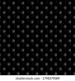 Seamless pattern of three-dimensional balls on a black background. Vector.