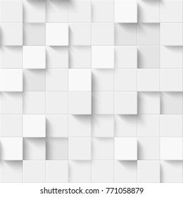 Seamless pattern with three-dimensional cubes. Abstract mosaic of  white colors squares 