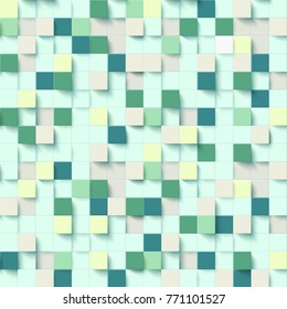 Seamless pattern with three-dimensional cubes. Abstract mosaic of diffirent colors squares 
