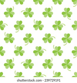 Seamless pattern with three-leaved shamrocks on white background