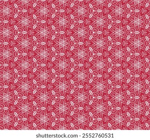 Seamless Pattern - Three-Petal Flowers (Red, White) - Repeating Vector Image; Easily Editable; Endless Design; Colorful lIlustration. Print for Gift Paper, Packaging, etc.