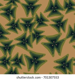 Seamless pattern. Three-way elements in random order.
Fashionable camouflage. Beige-green tones and black.