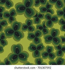 Seamless pattern. Three-way elements in random order.
Fashionable camouflage. Green-khaki tones.
