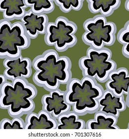 Seamless pattern. Three-way elements in random order.
Fashionable camouflage. Khaki, black and gray tones.