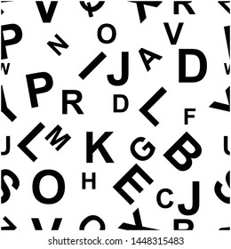 SEAMLESS PATTERN THROUGH ALPHABET, BLACK AND WHITE