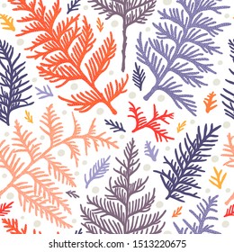 Seamless pattern with thuja sprigs. Can be used on packaging paper, fabric, background for different images, etc.
