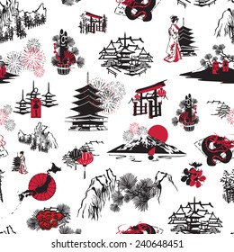 seamless pattern with thumbnail symbolizing the Japanese New Year