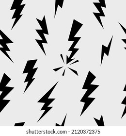 Seamless pattern of thunderbolt in doodle style, vector illustration
