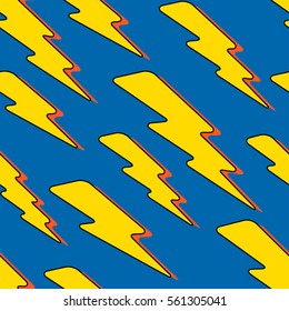 Seamless pattern with thunderbolt, vector lightning background