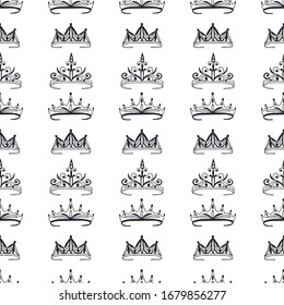 Seamless pattern of tiaras, crowns. Vector stock illustration eps 10. 