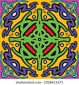 Patrón sin foco. Estilo étnico del Tíbet. Ilustración vectorial.