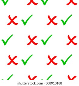 seamless pattern with Tick and Cross