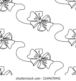 Seamless pattern with tie bows on white background.  Continuous one line drawing design. Suitable for textile, fabric, wallpaper, wrapping. Vector illustration.