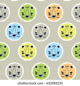 seamless pattern with tiger, african wild animal, wrapping paper vector illustration