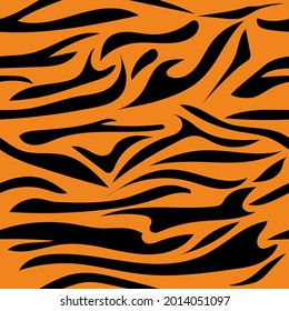 Seamless pattern with tiger color. Illustration with tiger stripes. Black stripes on an orange background.