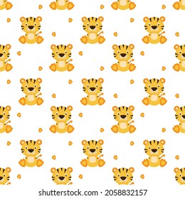 Seamless pattern tiger on white background. vector illustration.