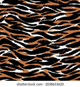 Seamless pattern. The tiger is orange with black.