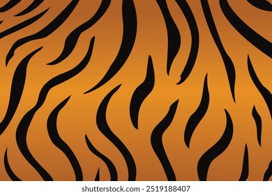 Seamless pattern with tiger skin texture vector. Black and orange tiger stripes. Popular texture.