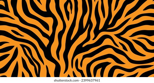 Seamless pattern with tiger stripes. Abstract vector animal print.