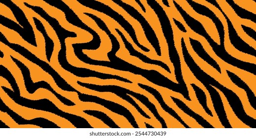 Seamless pattern with tiger stripes. Abstract animal print. Fur vector texture.