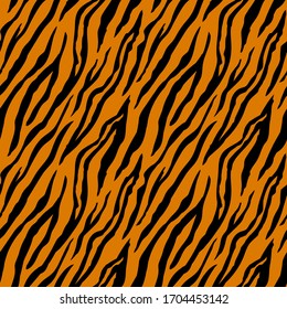 Seamless Pattern With Tiger Stripes. Animal Print.